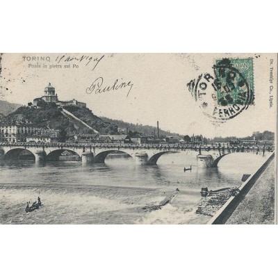 Torino - Ponte in Pietra sul Po vers 1900